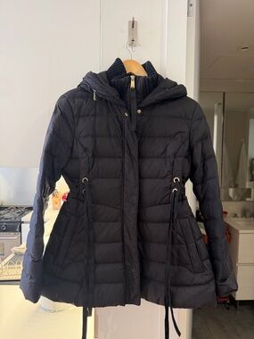 Max & Co. Black Hooded Quilted Puffer Coat